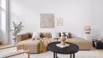 real estate, sofa, living room, table, interior, house, luxury, floor, wooden, chair, decor, pillow, cabinet, view, window, art, design, hallway, lamp, carpet, home